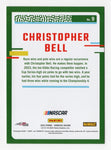 Detailed view of the autographed Christopher Bell 2024 Donruss Racing card with COA, showcasing his signature and the #20 DeWalt Team logo in brilliant detail.