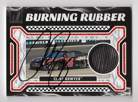 Exclusive Clint Bowyer 2024 Donruss Racing card featuring race-used tire relic and autographed signature. Limited edition, COA included. A perfect gift for any NASCAR fan or collector.