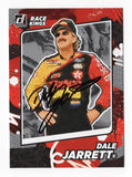 This autographed Dale Jarrett 2022 Donruss Racing Race Kings Gray Parallel Insert card celebrates the NASCAR legend and features a stunning gray design. Signed by Jarrett and backed by a COA, it is a limited edition piece that makes a valuable addition to any collector’s NASCAR collection.