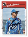 Autographed Kyle Larson 2023 Donruss Racing RETRO NASCAR card showing Larson’s signature with Certificate of Authenticity (COA). A valuable piece for collectors and fans.