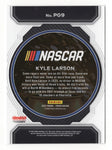 The autographed Kyle Larson 2023 Panini Prizm Racing POT OF GOLD card, featuring Larson’s bold signature and gold accents. A rare collectible with COA and lifetime authenticity guarantee.