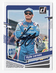 Kyle Larson’s signature on the 2024 Donruss Racing NASCAR card, an exceptional collectible for any fan. The card is authenticated with COA and offers lifetime authenticity guarantee.