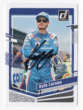 Kyle Larson’s signature on the 2024 Donruss Racing NASCAR card, an exceptional collectible for any fan. The card is authenticated with COA and offers lifetime authenticity guarantee.