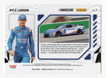 The signed Kyle Larson 2024 Donruss Racing PRODUCTION LINE NASCAR card, featuring his signature with a dynamic design of his car in motion. Includes Certificate of Authenticity (COA).