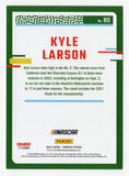 The signed Kyle Larson 2024 Donruss Racing RED & BLUE PARALLEL (#5 Hendrick Car) NASCAR card, showcasing his signature with vibrant red and blue colors. Comes with COA for authenticity.