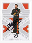 Close-up image of the autographed Martin Truex Jr. 2023 Panini Chronicles Racing Vertex card, displaying Truex's signature and dynamic design for NASCAR fans.