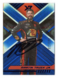 Image of the autographed Martin Truex Jr. 2023 Panini Chronicles XR #012/199 Blue Parallel card, showcasing the striking blue design and signature for NASCAR collectors.