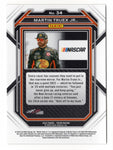 Autographed Martin Truex Jr. 2023 Panini Prizm Racing card featuring the #19 Bass Pro Shops car. Signed by Truex and includes a Certificate of Authenticity, perfect for collectors.
