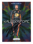 The autographed Martin Truex Jr. 2023 Panini Prizm Racing KALEIDOSCOPE insert card with his signature. Featuring the #19 Bass Pro Shops car and a Certificate of Authenticity.