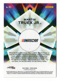 This rare Martin Truex Jr. autographed card from the 2023 Panini Prizm KALEIDOSCOPE insert collection showcases the #19 Bass Pro Shops car with dynamic colors and a COA for authenticity.
