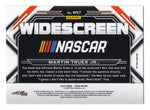 Signed Martin Truex Jr. 2023 Panini Prizm Racing WIDESCREEN Insert card. A collectible NASCAR card featuring the #19 Bass Pro Shops car with a bold and dynamic Widescreen design.