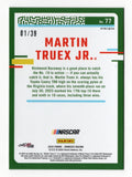The signed Martin Truex Jr. 2024 Donruss Optic Black Velocity Prizm #01/39 card. A valuable NASCAR collectible, featuring the #19 Bass Pro Shops car and a Certificate of Authenticity.