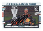 Autographed Martin Truex Jr. 2024 Donruss Optic Racing Cup Regular Season Champ card. This collectible features Truex's signature and a Certificate of Authenticity for guaranteed value.