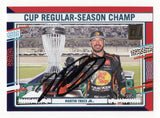 Autographed Martin Truex Jr. 2024 Donruss Racing "Cup Regular Season Champ" Parallel Insert card, featuring his #19 Bass Pro Shops car. Comes with COA for authenticity.