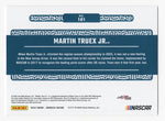 2024 Donruss #67/99 Purple "Cup Regular Season Champ" Insert signed by Martin Truex Jr., featuring the #19 Bass Pro Shops car. Includes COA for guaranteed authenticity.