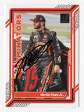 Autographed Martin Truex Jr. 2024 Donruss Racing "Dominators" card, featuring his signature and a Certificate of Authenticity, commemorating his final season.