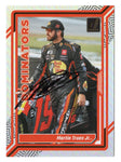 Autographed Martin Truex Jr. 2024 Donruss #173/199 Dominators Silver Parallel trading card with COA. A rare collectible card showcasing Truex Jr.'s final season.