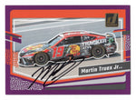 Autographed Martin Truex Jr. 2024 Donruss Racing #48/99 Purple Parallel Insert card. This rare, limited-edition collectible includes a COA and is perfect for NASCAR fans.
