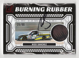 AUTOGRAPHED Nick Sanchez 2024 Donruss Racing BURNING RUBBER (Race-Used Tire) Memorabilia Relic Signed NASCAR Collectible Trading Card #25/99 (Only 99 Made)