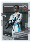 Own a piece of NASCAR history with this autographed Rajah Caruth 2023 Donruss Optic card. This signed card from the Truck Series is a rare collectible that comes with a COA for authenticity.