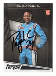 The autographed Rajah Caruth 2023 Panini Chronicles Racing Torque Official Rookie Card is a standout piece for NASCAR fans and collectors. This rare card includes a Certificate of Authenticity (COA) to guarantee the signature.