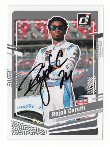 With its limited production, the Rajah Caruth 2024 Donruss Racing GRAY PARALLEL Insert card is an exclusive NASCAR collectible, signed by Caruth and comes with a Certificate of Authenticity for added value.