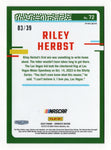 This autographed Riley Herbst 2024 Donruss Optic BLACK PRIZM NASCAR card (#03/39) is a rare, limited-edition collectible. Featuring a sleek black prizm design, it showcases Riley Herbst’s signature, making it a valuable item for fans.