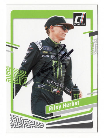 Featuring a bold autograph and Monster Team logo, this Riley Herbst 2024 Donruss Racing Xfinity Series signed card is an exclusive collectible. It is perfect for NASCAR fans and comes with a COA to guarantee authenticity.