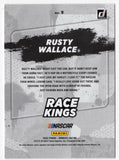 The Rusty Wallace 2022 Donruss Racing RACE KINGS card with a clear view of the autograph. This unique NASCAR collectible comes with a Certificate of Authenticity, making it an excellent gift for racing fans and a prized addition to any collection.