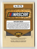 Taylor Gray autographed 2023 Panini Gold Standard Racing card featuring triple relics from race-used memorabilia. Certificate of Authenticity (COA) included, guaranteed genuine, ideal for collectors.