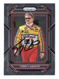 The autographed Terry Labonte 2023 Panini Prizm Racing (#5 Kellogg's Corn Flakes Team) card with COA. A rare NASCAR collectible featuring the signature of Labonte, celebrating his career in the iconic #5 car. Guaranteed authentic.