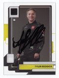Autographed Tyler Reddick 2023 Panini Chronicles Racing Clearly Donruss Insert card with signature. A unique NASCAR collectible, featuring clear acetate design and COA.