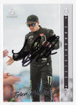 Close-up of Tyler Reddick's signature on the 2023 Panini Chronicles Racing Luminance card. A unique NASCAR collectible with COA, perfect for any racing fan’s collection.