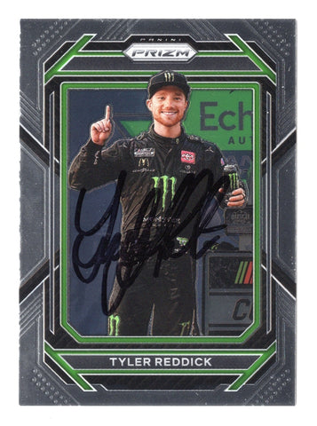 Tyler Reddick’s signature on the 2023 Panini Prizm Racing COTA Race Win card. A rare NASCAR collectible with COA, celebrating his Circuit of the Americas victory.