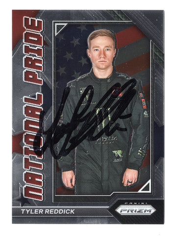 Tyler Reddick’s autograph on the 2023 Panini Prizm Racing National Pride insert card. A limited-edition NASCAR collectible, complete with a COA for authenticity.