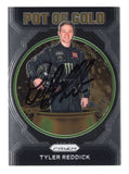 Tyler Reddick’s autograph on the 2023 Panini Prizm Pot of Gold Insert card. A limited-edition NASCAR collectible card with COA, perfect for any fan or collector.