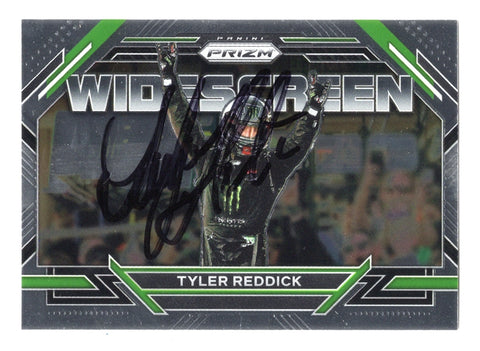 Autographed Tyler Reddick 2023 Panini Prizm Racing Widescreen Insert card commemorating his COTA win. Signed with a Certificate of Authenticity for guaranteed value.
