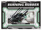 Tyler Reddick’s 2024 Donruss Racing Burning Rubber card, signed by the driver. Showcasing a thrilling burnout, this collectible includes a Certificate of Authenticity.