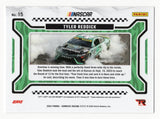 Autographed Tyler Reddick 2024 Donruss Racing Burning Rubber card, featuring a burnout moment. This signed NASCAR collectible comes with a COA for authenticity.