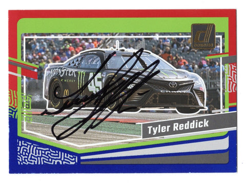 Tyler Reddick’s 2024 Donruss Racing Red & Blue Parallel Insert signed card, featuring his signature and vibrant design. A limited edition NASCAR collectible with COA.