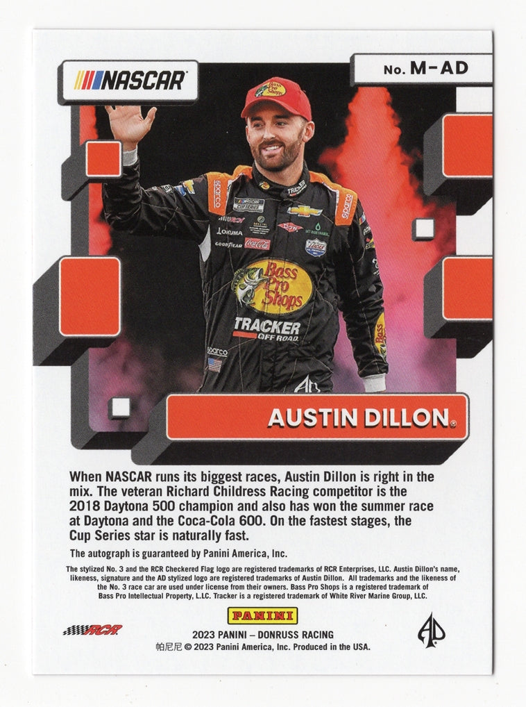 Austin Dillon 2023 Donruss Racing MONIKERS AUTOGRAPH Red Parallel Card ...