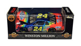 Autographed 1997 Jeff Gordon #24 DuPont Winston Million Dollar Car Action 1/64 scale NASCAR diecast featuring Jeff Gordon’s signature and memorable rainbow-era styling. This collectible includes a Certificate of Authenticity and celebrates Gordon winning the prestigious Winston Million during his remarkable 1997 NASCAR Cup Series season.