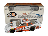 Autographed 1999 Tony Stewart #20 Home Depot Habitat for Humanity Rookie Car store exclusive 1/24 scale NASCAR diecast featuring an authentic Tony Stewart signature and distinctive charitable-themed racing graphics. This special rookie-season collectible makes a great gift for Tony Stewart fans and dedicated NASCAR memorabilia collectors.