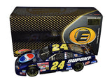 Autographed 2002 Jeff Gordon #24 Pepsi Talladega Blue Chrome RCCA Elite 1/24 scale NASCAR diecast featuring an authentic Jeff Gordon signature, brilliant reflective finish, and distinctive Pepsi racing graphics. Individually numbered #1184 of only 2,504 produced, this collectible makes a great gift for NASCAR and Jeff Gordon fans.