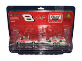Autographed 2004 Dale Earnhardt Jr. #8 Budweiser Daytona 500 Born on Date Crew Cab and Trailer Action 1/64 scale NASCAR diecast set featuring the iconic red #8 race car and Dale Jr.’s signature. This collectible includes a Certificate of Authenticity and is ideal for Junior Nation and NASCAR memorabilia collectors.