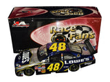 Autographed 2007 Jimmie Johnson #48 Lowes Racing Color Chrome Race Fans Only Car of Tomorrow 1/24 scale NASCAR diecast featuring authentic signature and an extremely limited production run of only 288 pieces.