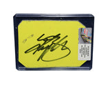 Autographed 2007 Kyle Busch #5 Cheez-It Racing Texas race used NASCAR sheet metal featuring authentic race wear, vibrant sponsor graphics, and included COA. This unique collectible comes from Kyle Busch’s Hendrick Motorsports era and makes a great gift for NASCAR fans and memorabilia collectors.