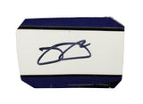 Autographed 2019 Jimmie Johnson #48 Ally Racing two-color race-used NASCAR sheet metal from Hendrick Motorsports. This hand-signed collectible is roughly the size of a standard trading card, fits inside a plastic toploader for protection and display, and includes a certificate of authenticity.