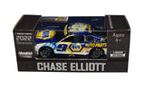 Autographed 2022 Chase Elliott #9 NAPA Talladega Win Raced Version 1/64 scale NASCAR diecast car recreating his victorious Hendrick Motorsports Chevrolet from Talladega Superspeedway. Hand-signed by Chase Elliott and accompanied by a COA, this collectible celebrates his thrilling October 2022 superspeedway victory and fifth win of the season.