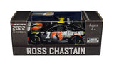 Autographed 2022 Ross Chastain #1 Pitbull Can’t Stop Us Now Lionel 1/64 scale NASCAR diecast car featuring the special Trackhouse Racing paint scheme promoting Pitbull’s concert tour. Hand-signed by Ross Chastain and accompanied by a COA, this miniature Chevrolet is a distinctive collectible from his breakout Cup Series season.